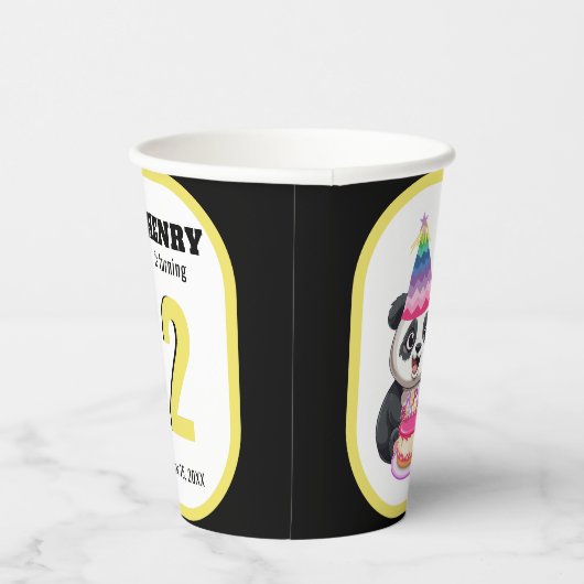 Niedlich Panda - Personalisierter Geburtstag Pappbecher (Rechts)