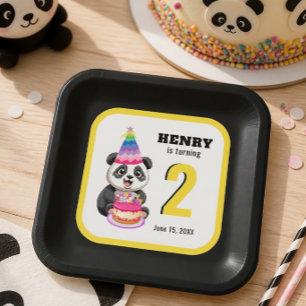 Niedlich Panda - Personalisierter Geburtstag Pappteller