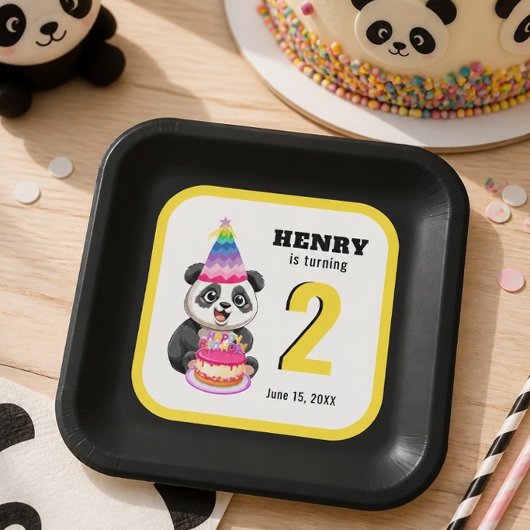 Niedlich Panda - Personalisierter Geburtstag Pappteller