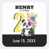 Niedlich Panda - Personalisierter Geburtstag Quadratischer Aufkleber (Vorderseite)