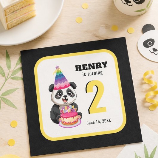 Niedlich Panda - Personalisierter Geburtstag Serviette