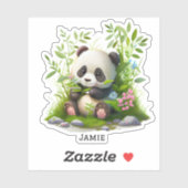 Niedlich Panda Pink Blume Bamboo Custom Cut Vinyl Aufkleber (Blatt)