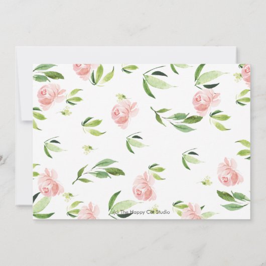 Niedlich Panda Pink Blumengrün Baby Shower Girl Dankeskarte (Rückseite)