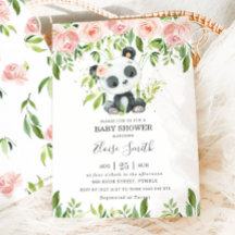 Niedlich Panda Pink Blumengrün Baby Shower Girl