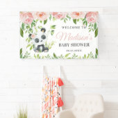 Niedlich Panda Pink Blumengrün Bamboo Hintergrund Banner (Insitu)