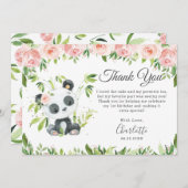 Niedlich Panda Pink Blumengrün Geburtstagsparty Dankeskarte (Vorne/Hinten)