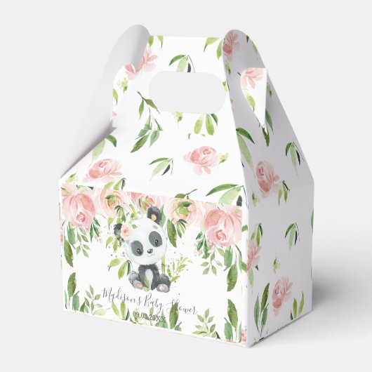 Niedlich Panda Pink Floral Bamboo Babydusche Gebur Geschenkschachtel (Vorderseite)