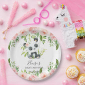 Niedlich Panda Pink Floral Bamboo Babydusche Gebur Pappteller (Party)