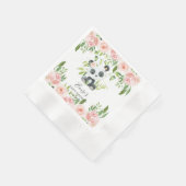 Niedlich Panda Pink Floral Bamboo Babydusche Gebur Serviette (Ecke)
