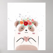 Niedlich Panda Pink Herz Blume Kinderzimmer Poster (Vorne)