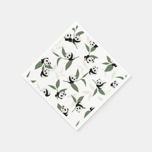 Niedlich Panda Playing Bamboo Garden Serviette (Ecke)