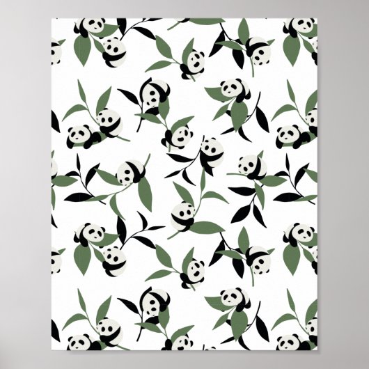 Niedlich Panda Playing Bamboo Garden White Ver Poster (Vorne)