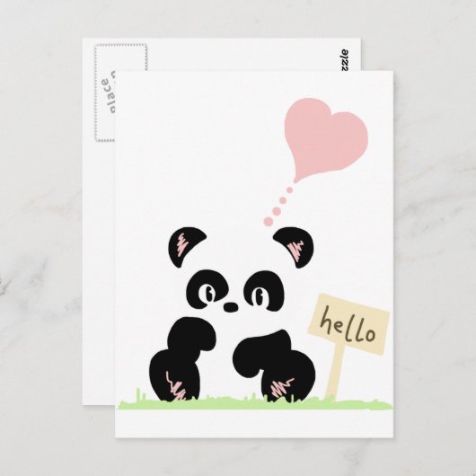Niedlich Panda Postkarte (Vorne/Hinten)