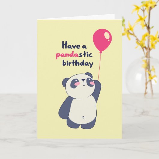 Niedlich Panda Pub Pandastic Bday Funny Birthday Karte (Gelbe Blume)