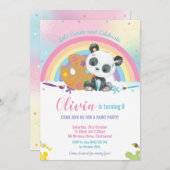 Niedlich Panda Rainbow Art Paint Birthday Party Gi Einladung (Vorne/Hinten)