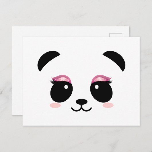 Niedlich-Panda-Rosa-Wimpern Postkarte (Vorne/Hinten)