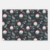 Niedlich Panda Rustikaler Winterurlaub Wasserfarbe Geschenkpapier Set (Vorderseite 3)