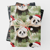 Niedlich Panda Rustikaler Winterurlaub Wasserfarbe Geschenkpapier Set (Beispiel)