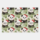 Niedlich Panda Rustikaler Winterurlaub Wasserfarbe Geschenkpapier Set (Vorderseite)