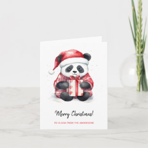 Niedlich Panda Santa Merry Weihnachten Karte
