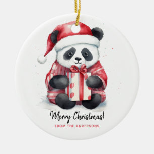 Niedlich Panda Santa Merry Weihnachten Keramik Ornament
