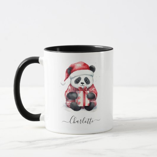 Niedlich Panda Santa Merry Weihnachtsfeiertag Tasse (Links)