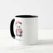 Niedlich Panda Santa Merry Weihnachtsfeiertag Tasse (Vorderseite Links)