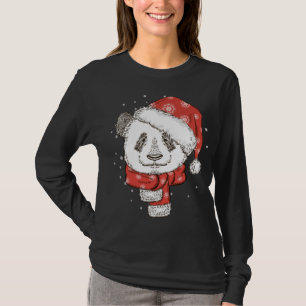Niedlich Panda Santa's Hat Weihnachts Panda Bär Lo T-Shirt