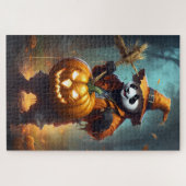 Niedlich Panda Scarecrow Halloween Puzzle (Horizontal)