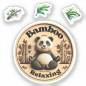Niedlich Panda Sticker, Bambus Relaxen. Aufkleber (Vorderseite)