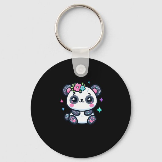 Niedlich Panda Sticker Schlüsselanhänger (Vorderseite)