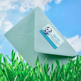 Niedlich Panda und Blue Boba Bubble Tee Adressaufkleber