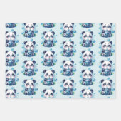 Niedlich Panda und Blue Boba Bubble Tee Geschenkpapier Set (Vorderseite)