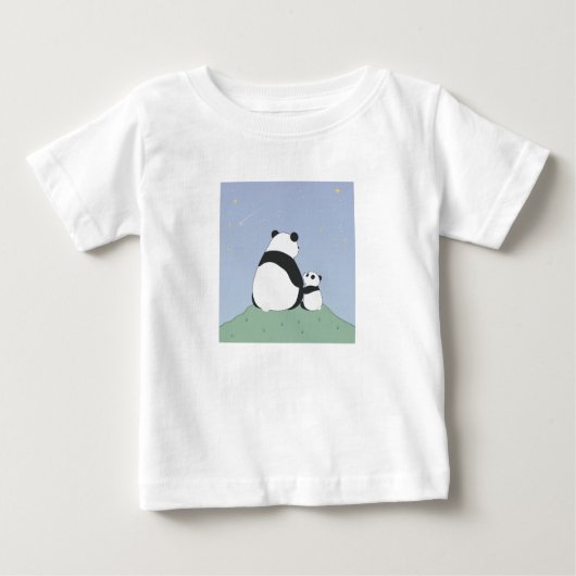 Niedlich Panda unter Sternen Baby T-shirt (Vorderseite)