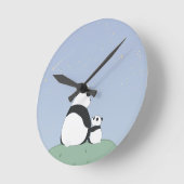 Niedlich Panda unter Sternen Runde Wanduhr (Winkel)