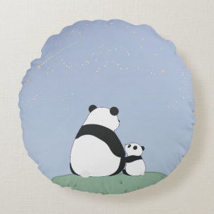 Niedlich Panda unter Sternen Rundes Kissen