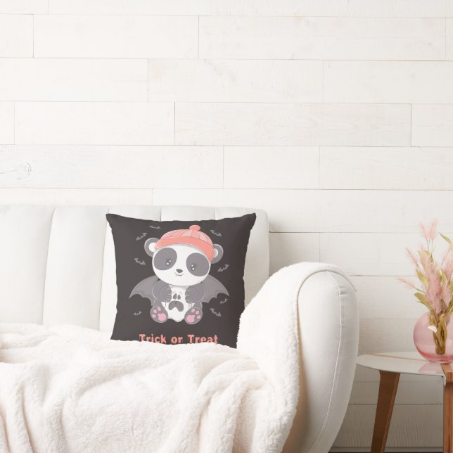 Niedlich Panda Vampire Black Halloween Kissen (Liege)
