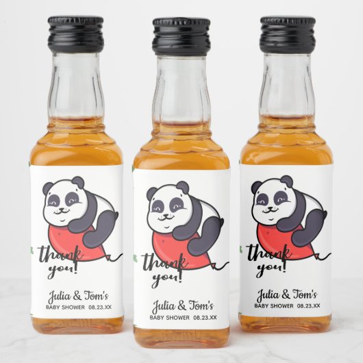 Niedlich Panda Vielen Dank Baby Dusche Alkoholflaschenetikett (Flaschen)
