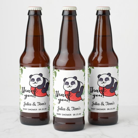 Niedlich Panda Vielen Dank Baby Dusche Bierflaschenetikett (Flaschen)