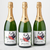 Niedlich Panda Vielen Dank Baby Dusche Sparkling W Schaumweinetikett (Flaschen)