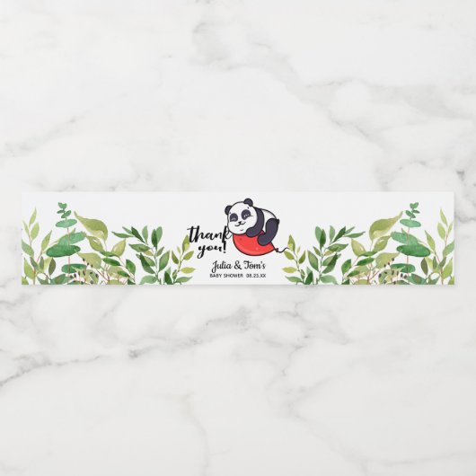 Niedlich Panda Vielen Dank Baby Dusche Wasserflaschenetikett (Einzelnes Label)