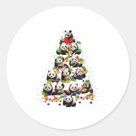 Niedlich Panda Weihnachtsbaum Dekoration Xmas Tr Runder Aufkleber (Vorderseite)