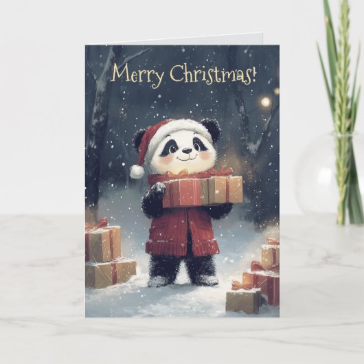 Niedlich Panda Weihnachtskarte Karte (Vorderseite)