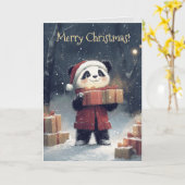 Niedlich Panda Weihnachtskarte Karte (Gelbe Blume)