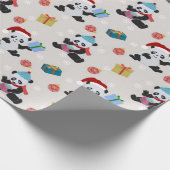 Niedlich Panda Weihnachtsmuster Geschenkpapier (Ecke)