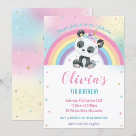 Niedlich Pandacorn Panda Rainbow Birthday Party Einladung