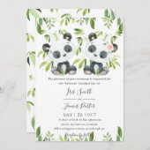 Niedlich Pandas Green Bamboo Greenerity Wedding Einladung (Vorne/Hinten)