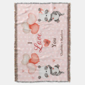 Niedlich Pandas Liebe Rotes Herz Balloons Valentin Decke (Vorderseite Vertikal)