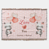 Niedlich Pandas Liebe Rotes Herz Balloons Valentin Decke (Vorderseite)