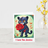Niedlich Panther I Liebe Sie Personalisiert Name Karte (Gelbe Blume)
